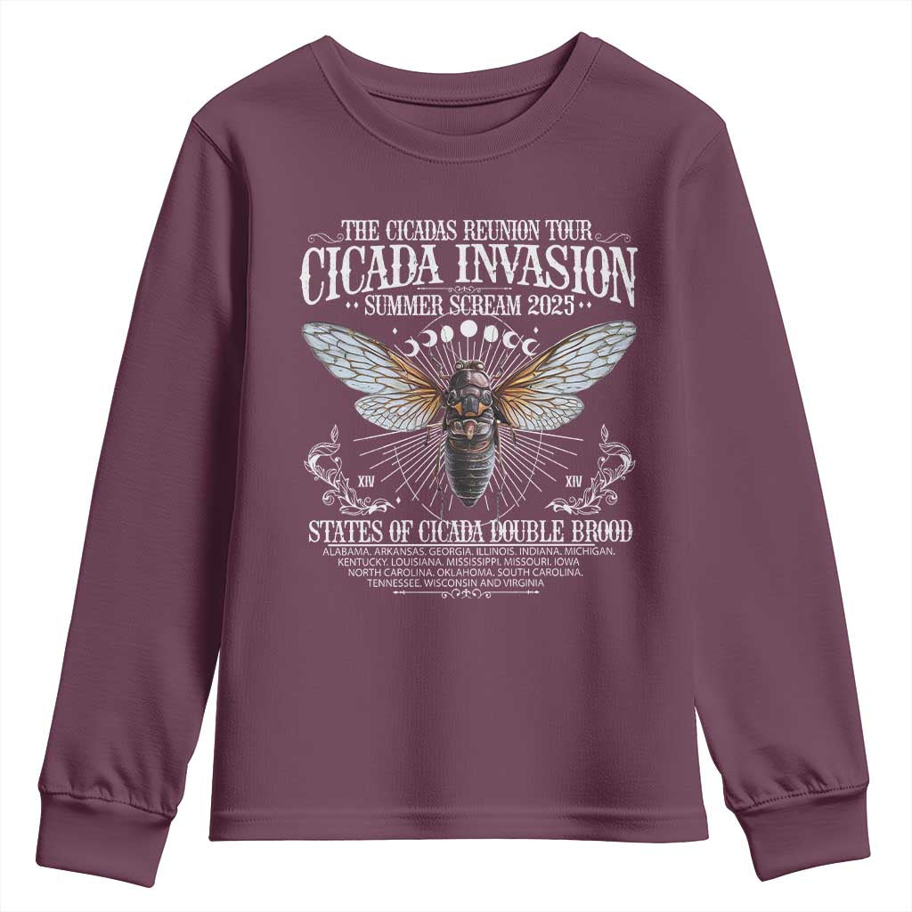 The Cicadas Reunion Tour 2025 Youth Sweatshirt Cicada Invasion Brood XIV Vintage Concert Fest