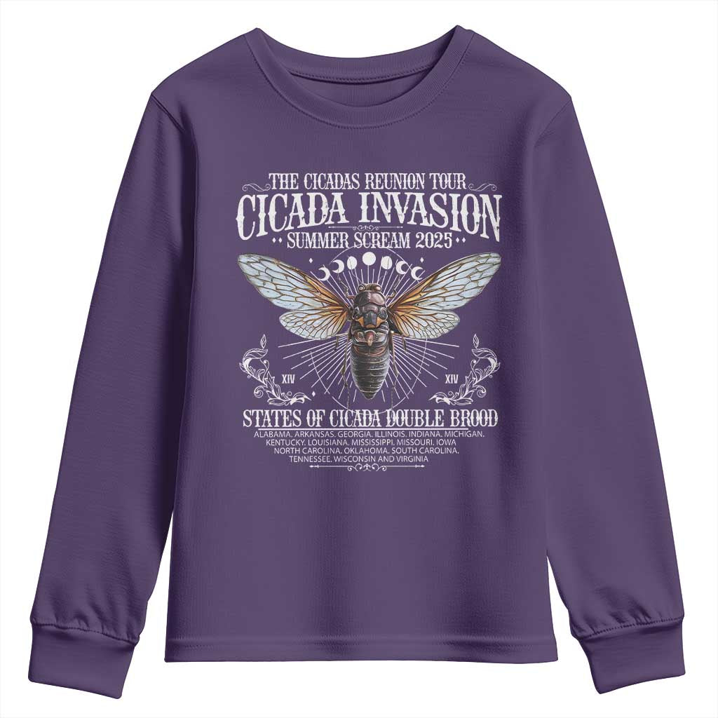 The Cicadas Reunion Tour 2025 Youth Sweatshirt Cicada Invasion Brood XIV Vintage Concert Fest