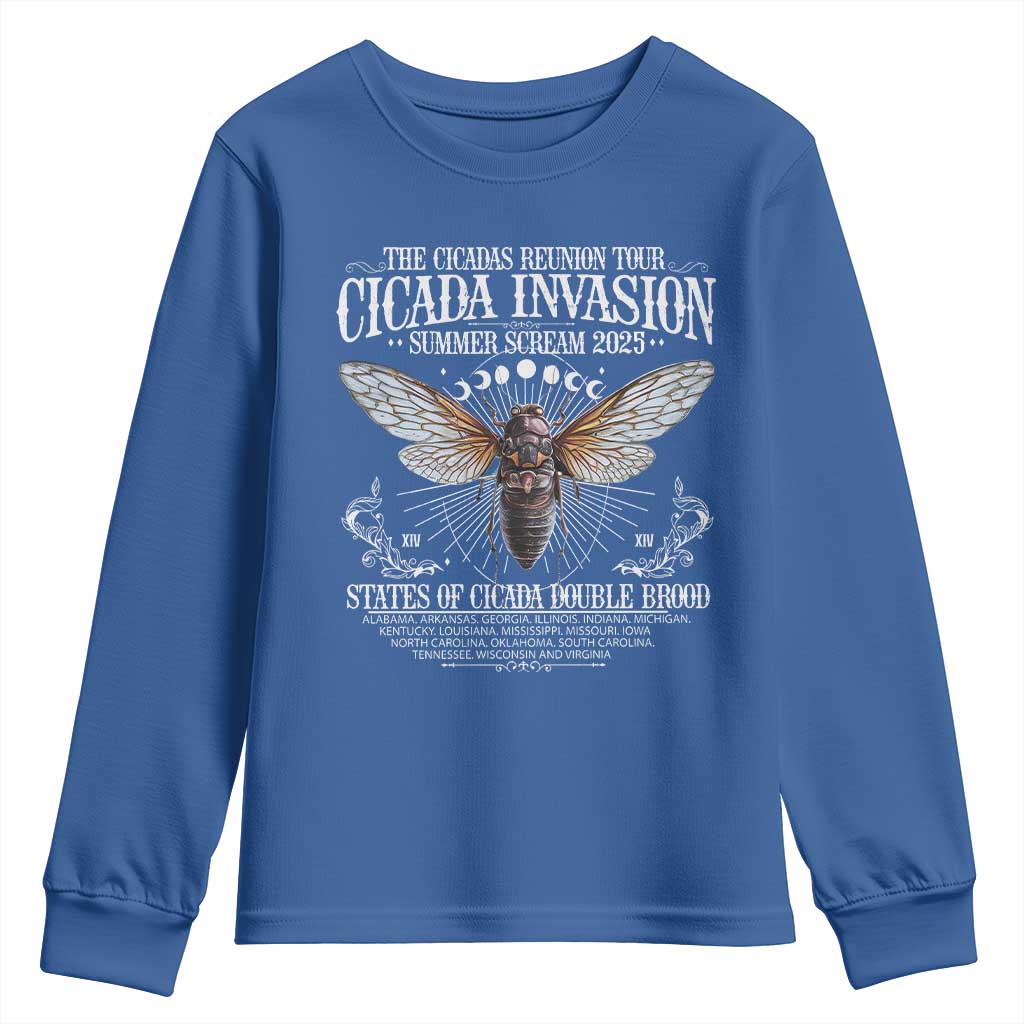 The Cicadas Reunion Tour 2025 Youth Sweatshirt Cicada Invasion Brood XIV Vintage Concert Fest