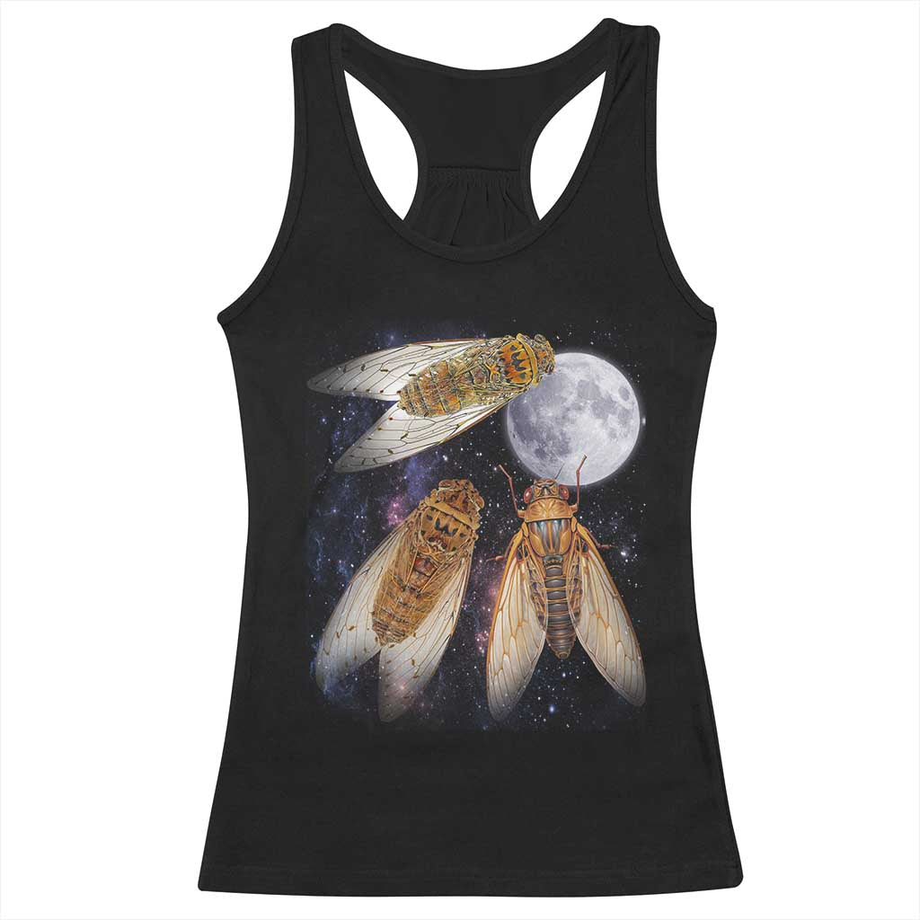 Funny 3 Cicadas Concert Fest Moon Cicada Reunion Racerback Tank Top