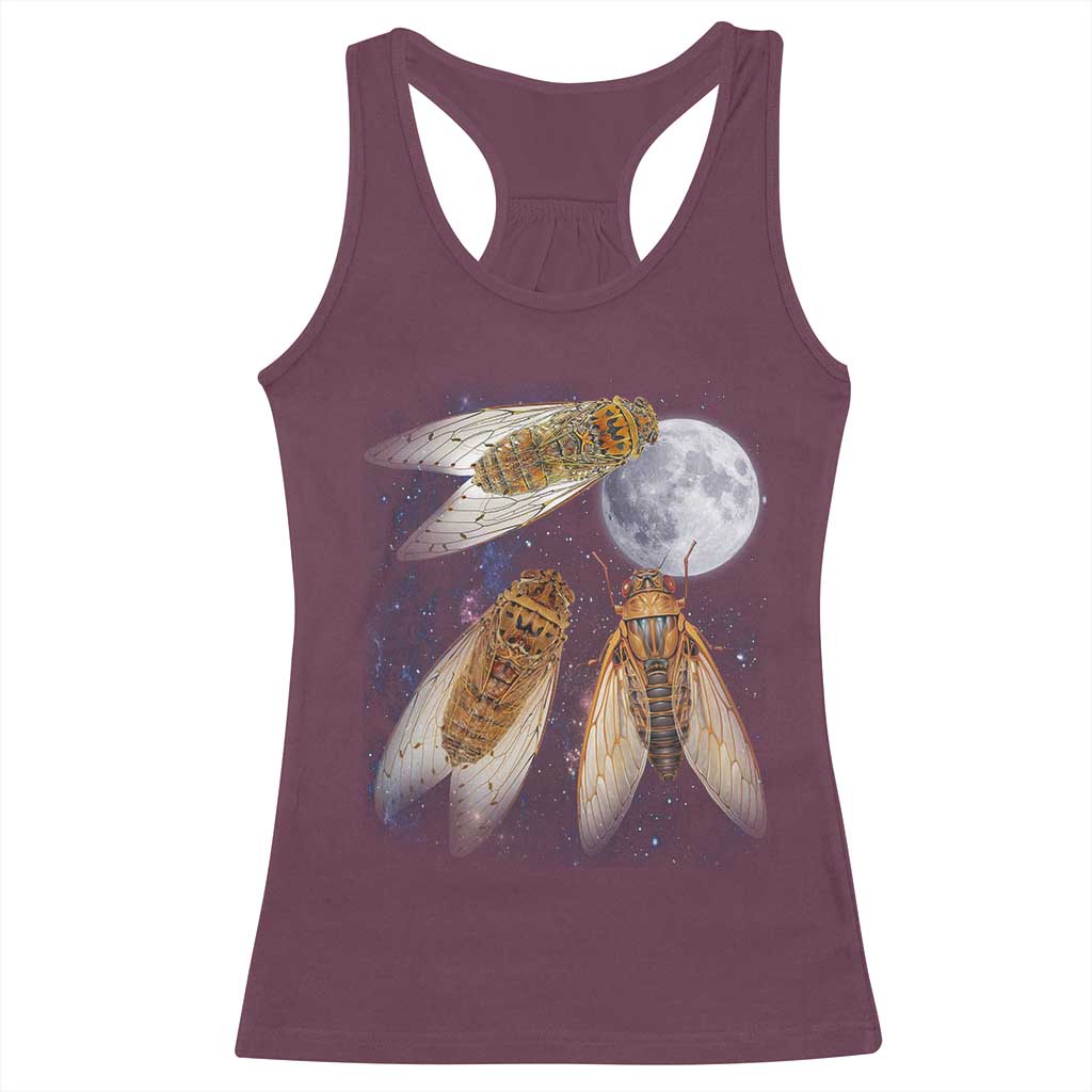 Funny 3 Cicadas Concert Fest Moon Cicada Reunion Racerback Tank Top