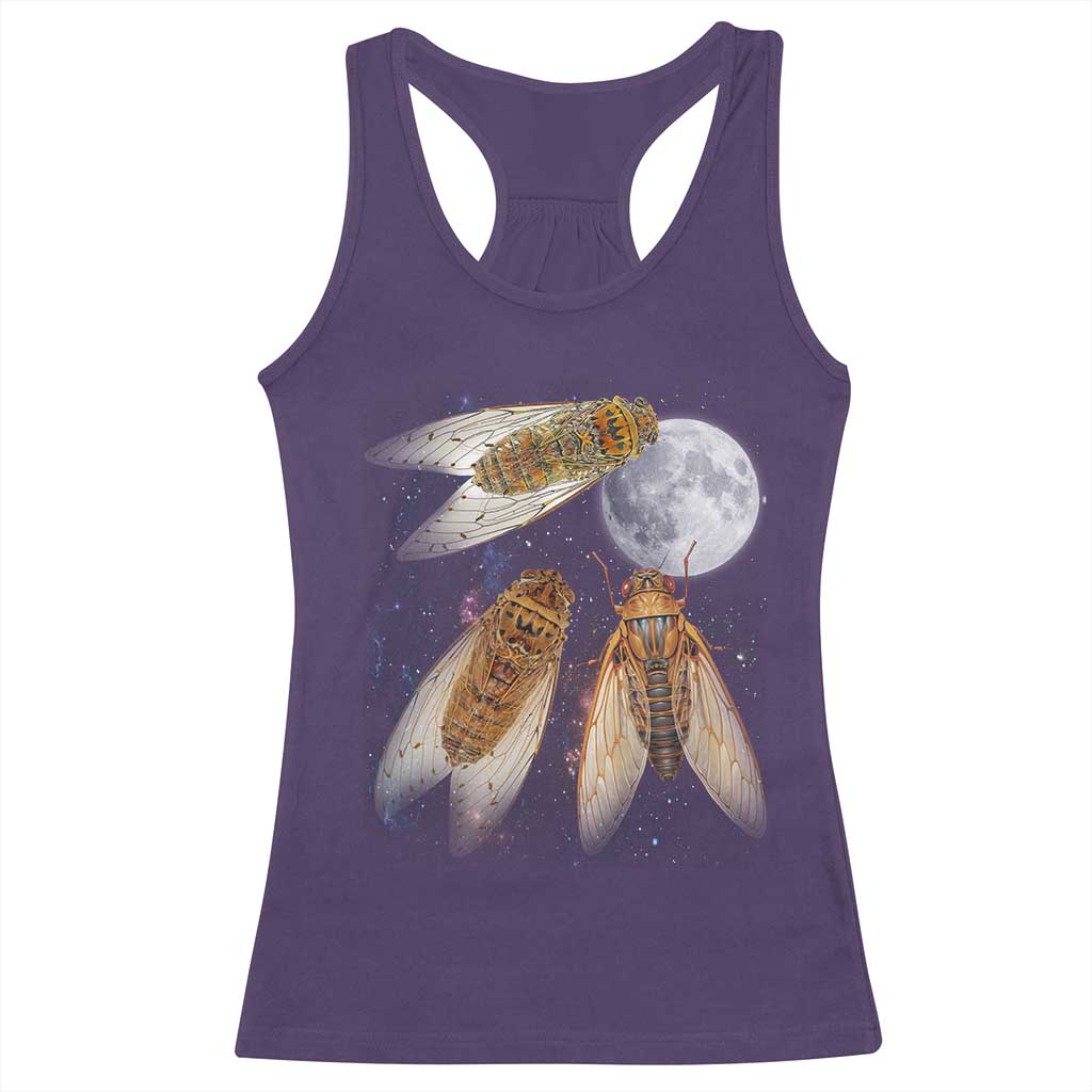Funny 3 Cicadas Concert Fest Moon Cicada Reunion Racerback Tank Top