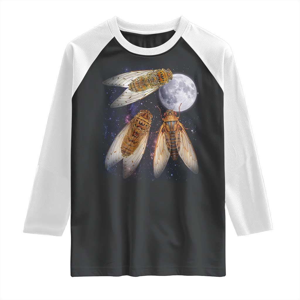 Funny 3 Cicadas Concert Fest Moon Cicada Reunion Raglan Shirt