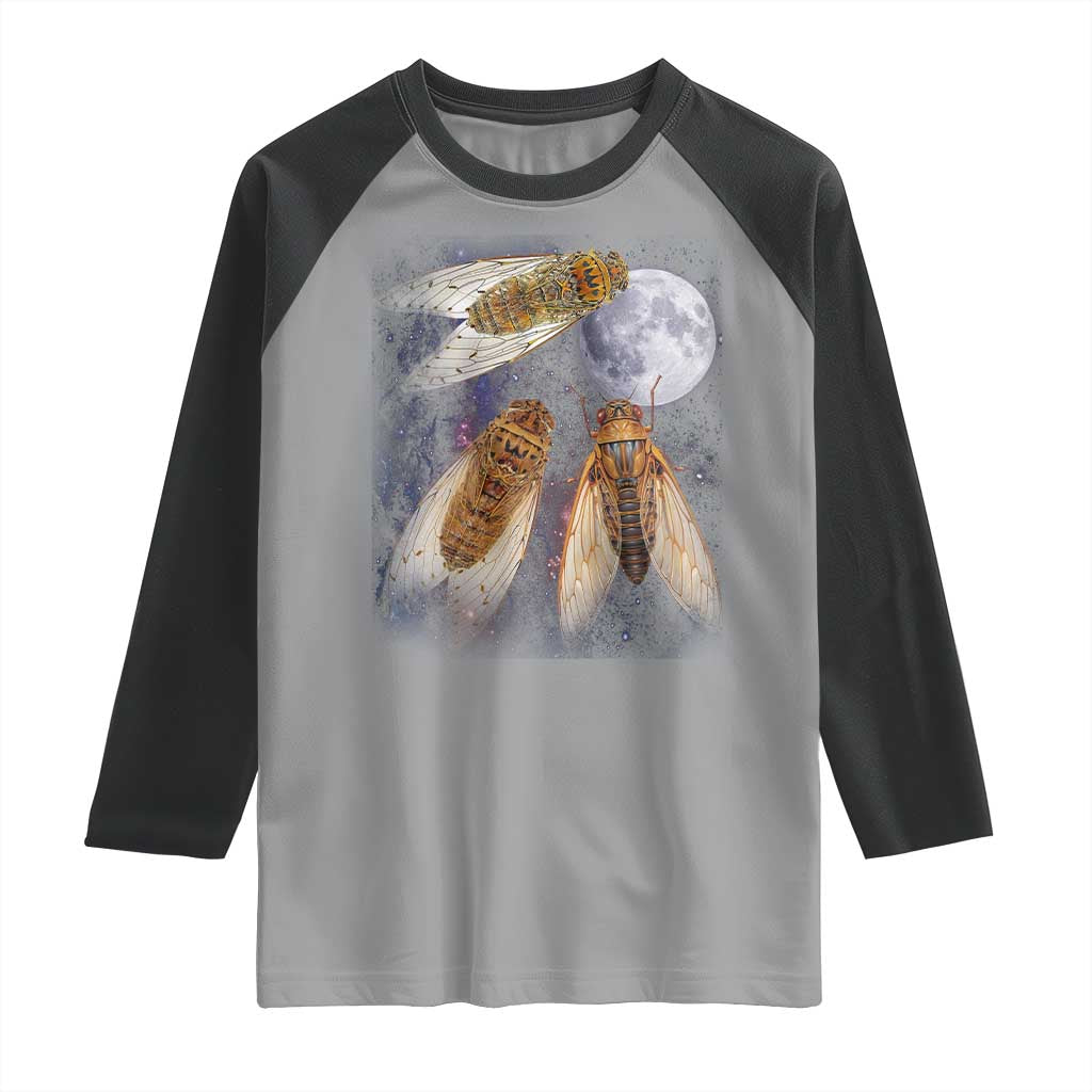 Funny 3 Cicadas Concert Fest Moon Cicada Reunion Raglan Shirt