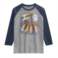 Funny 3 Cicadas Concert Fest Moon Cicada Reunion Raglan Shirt