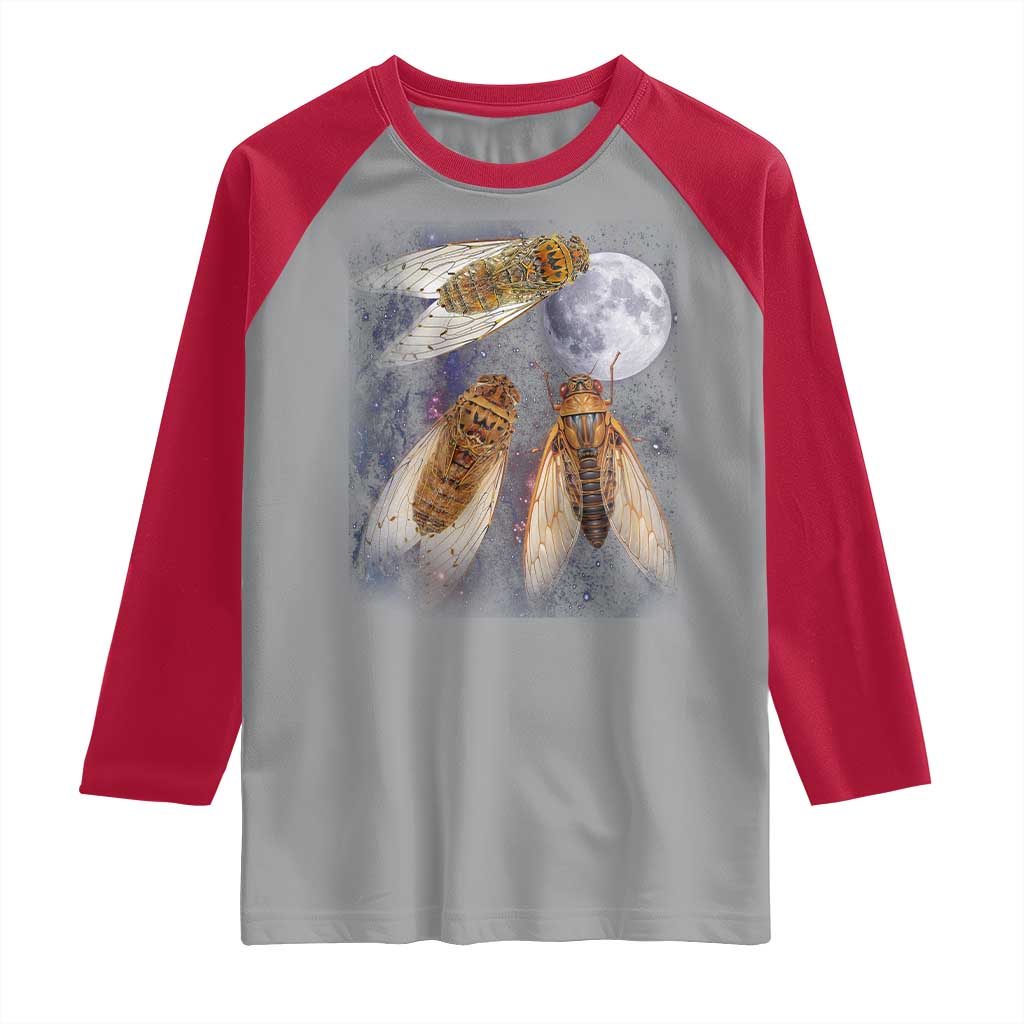 Funny 3 Cicadas Concert Fest Moon Cicada Reunion Raglan Shirt