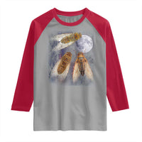 Funny 3 Cicadas Concert Fest Moon Cicada Reunion Raglan Shirt