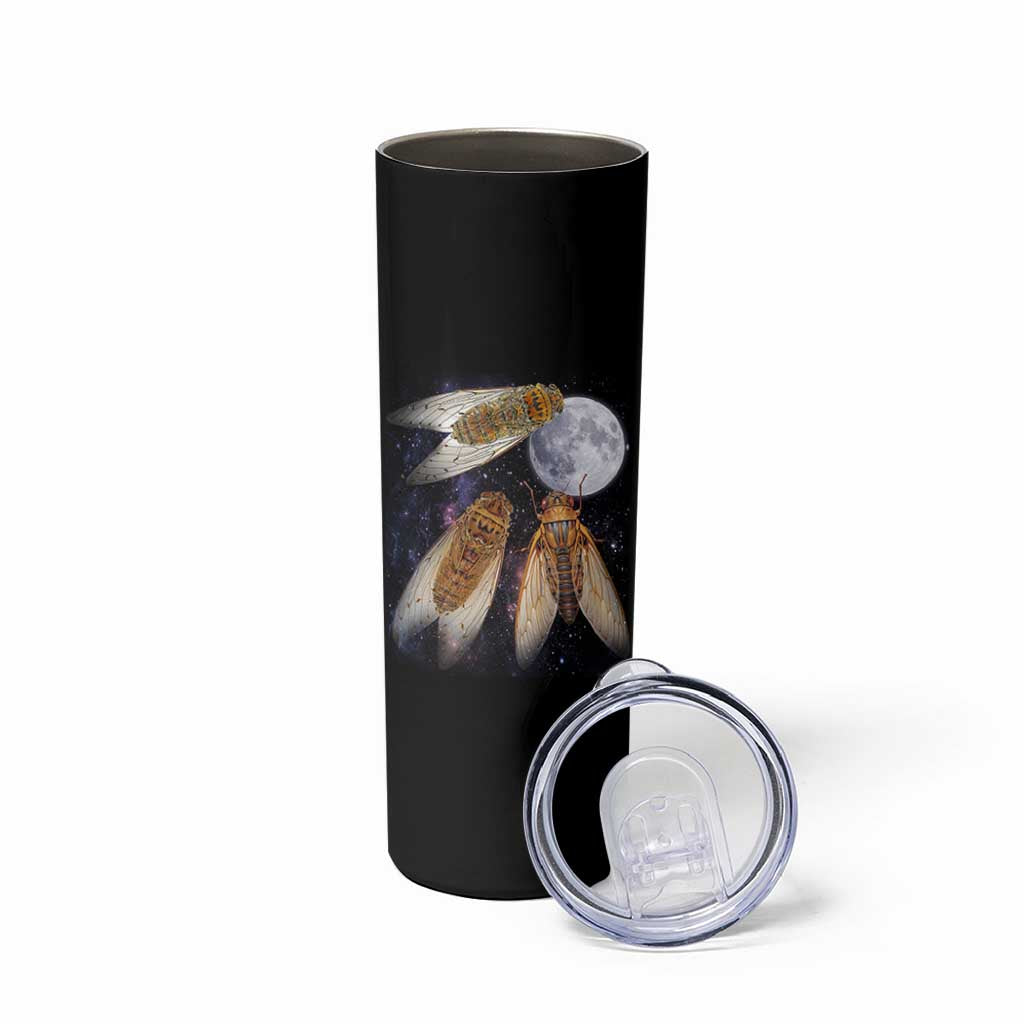 Funny 3 Cicadas Concert Fest Moon Cicada Reunion Skinny Tumbler