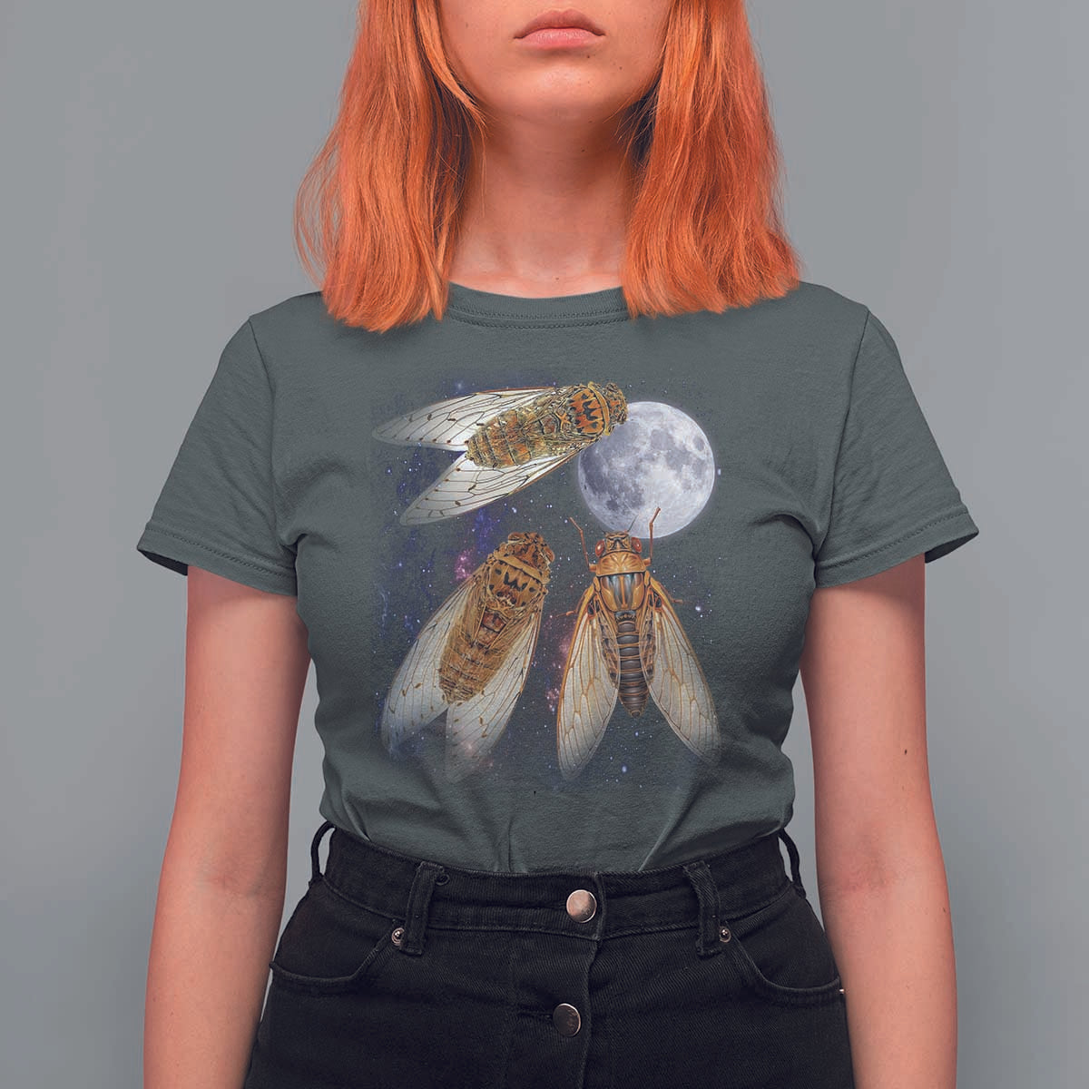 Funny 3 Cicadas Concert Fest Moon Cicada Reunion T Shirt For Women
