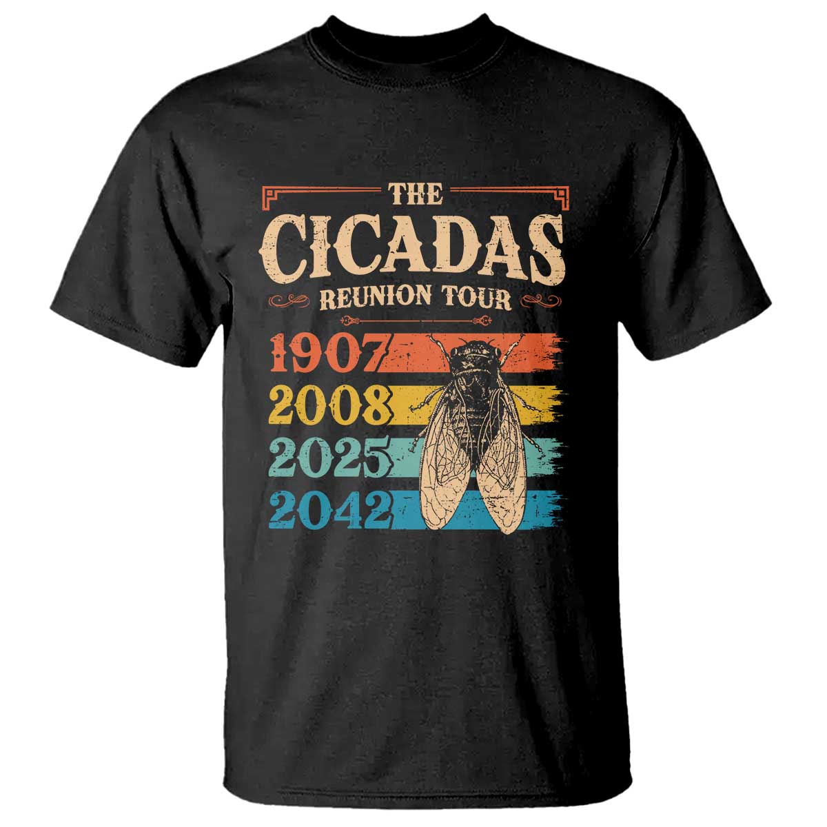 Funny Cicada Brood XIV 2025 T Shirt Periodical Cicada Tour 1907 2008 2042