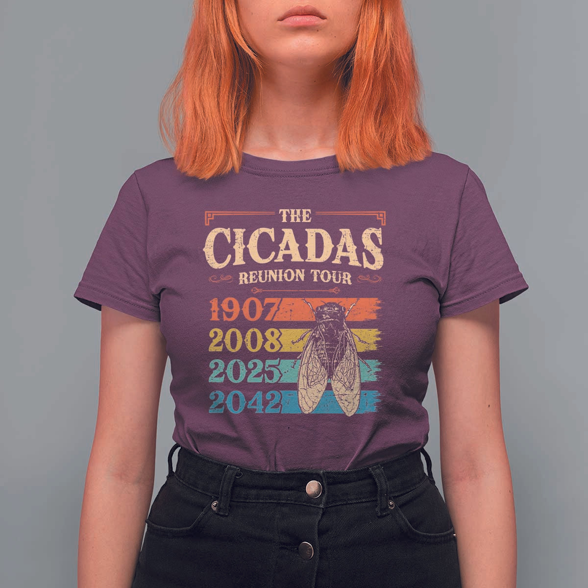 Funny Cicada Brood XIV 2025 T Shirt For Women Periodical Cicada Tour 1907 2008 2042
