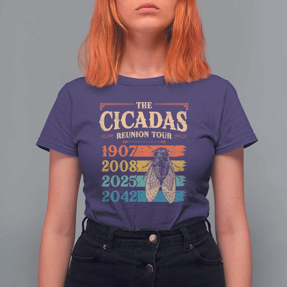 Funny Cicada Brood XIV 2025 T Shirt For Women Periodical Cicada Tour 1907 2008 2042