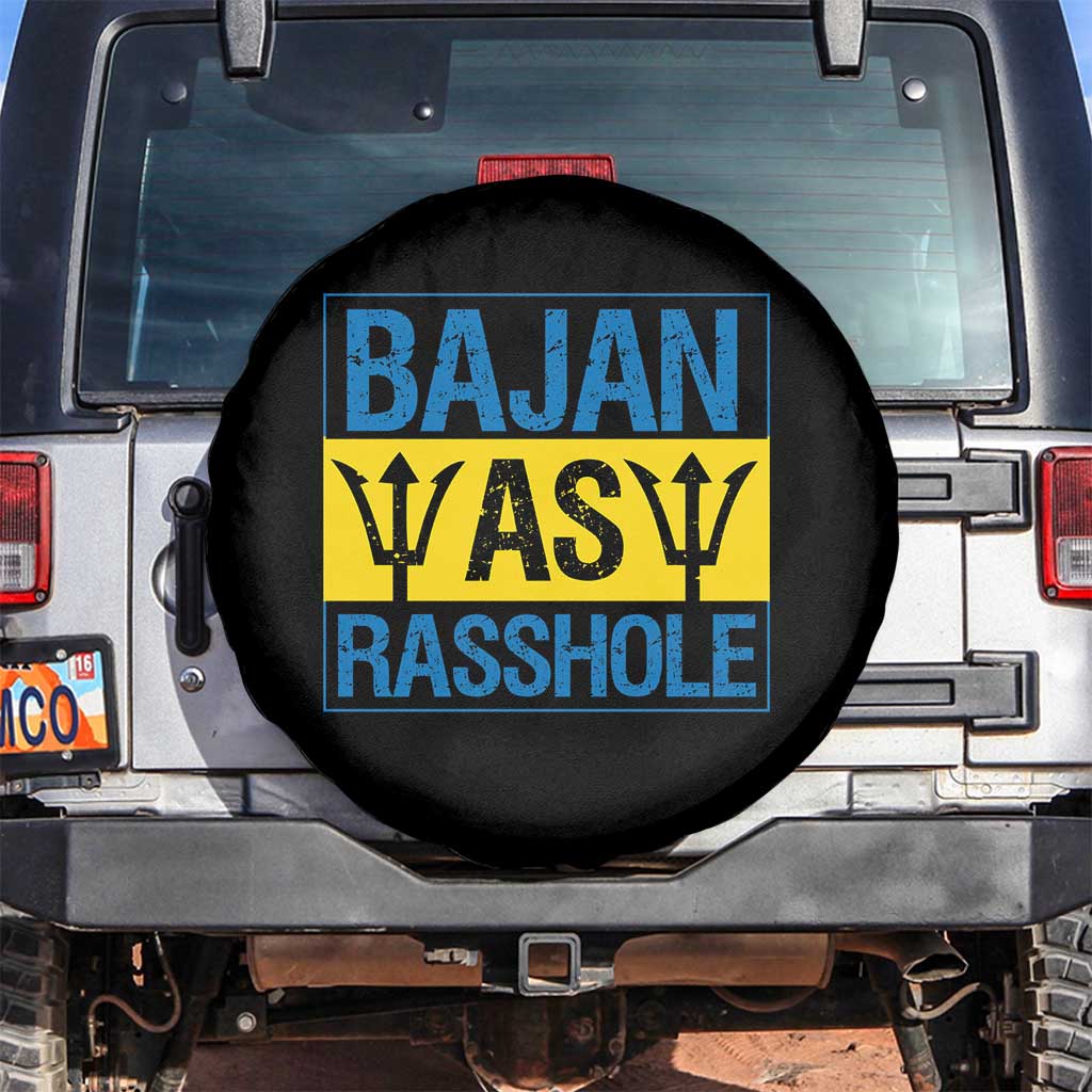 Funny Bajan As Rasshole Spare Tire Cover Barbados Flag With Barbados Tridents