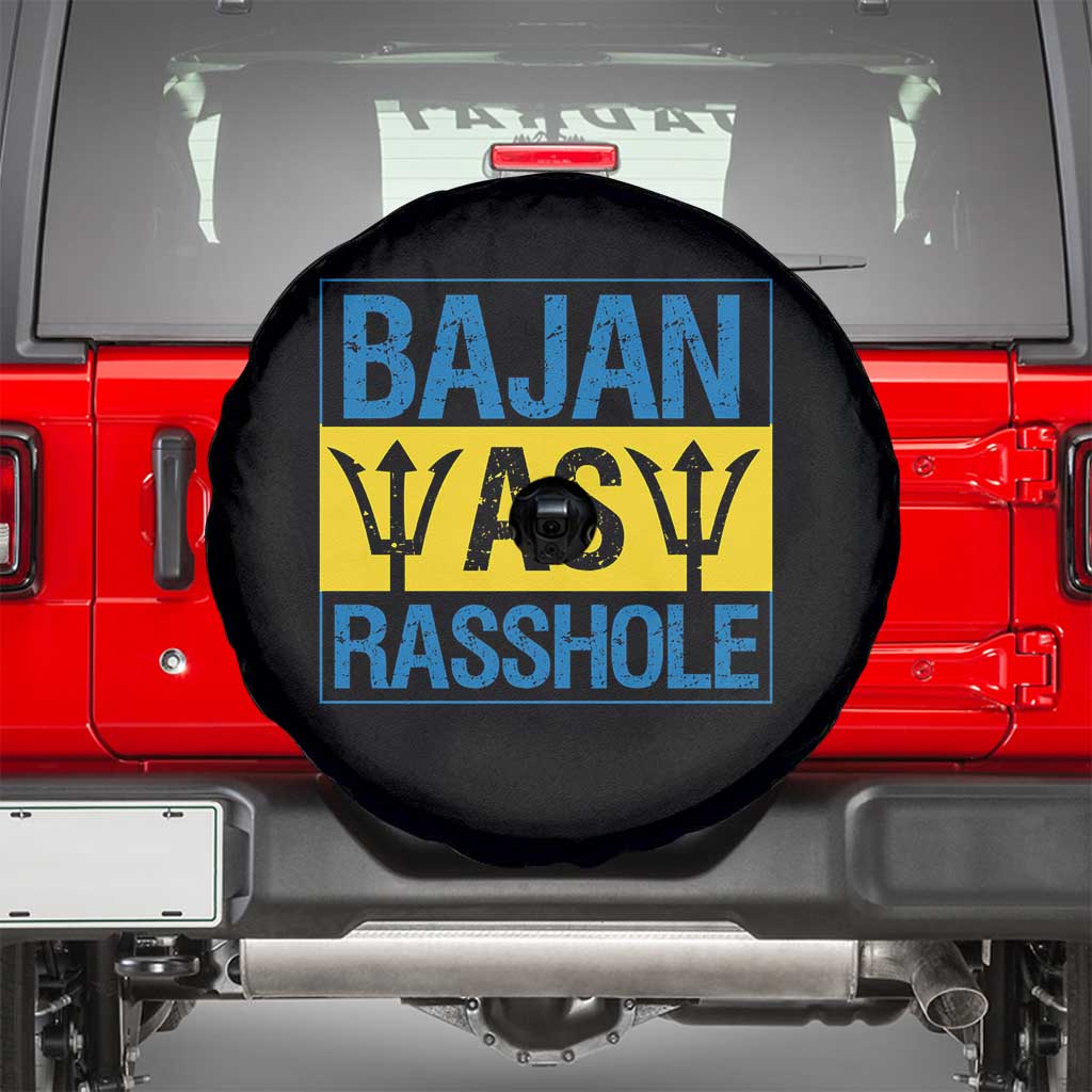 Funny Bajan As Rasshole Spare Tire Cover Barbados Flag With Barbados Tridents