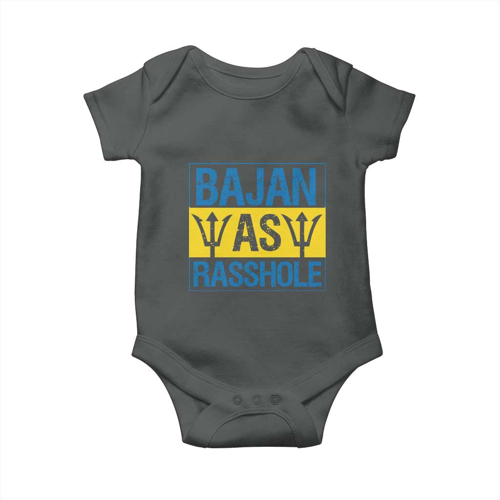 Funny Bajan As Rasshole Baby Onesie Barbados Flag With Barbados Tridents