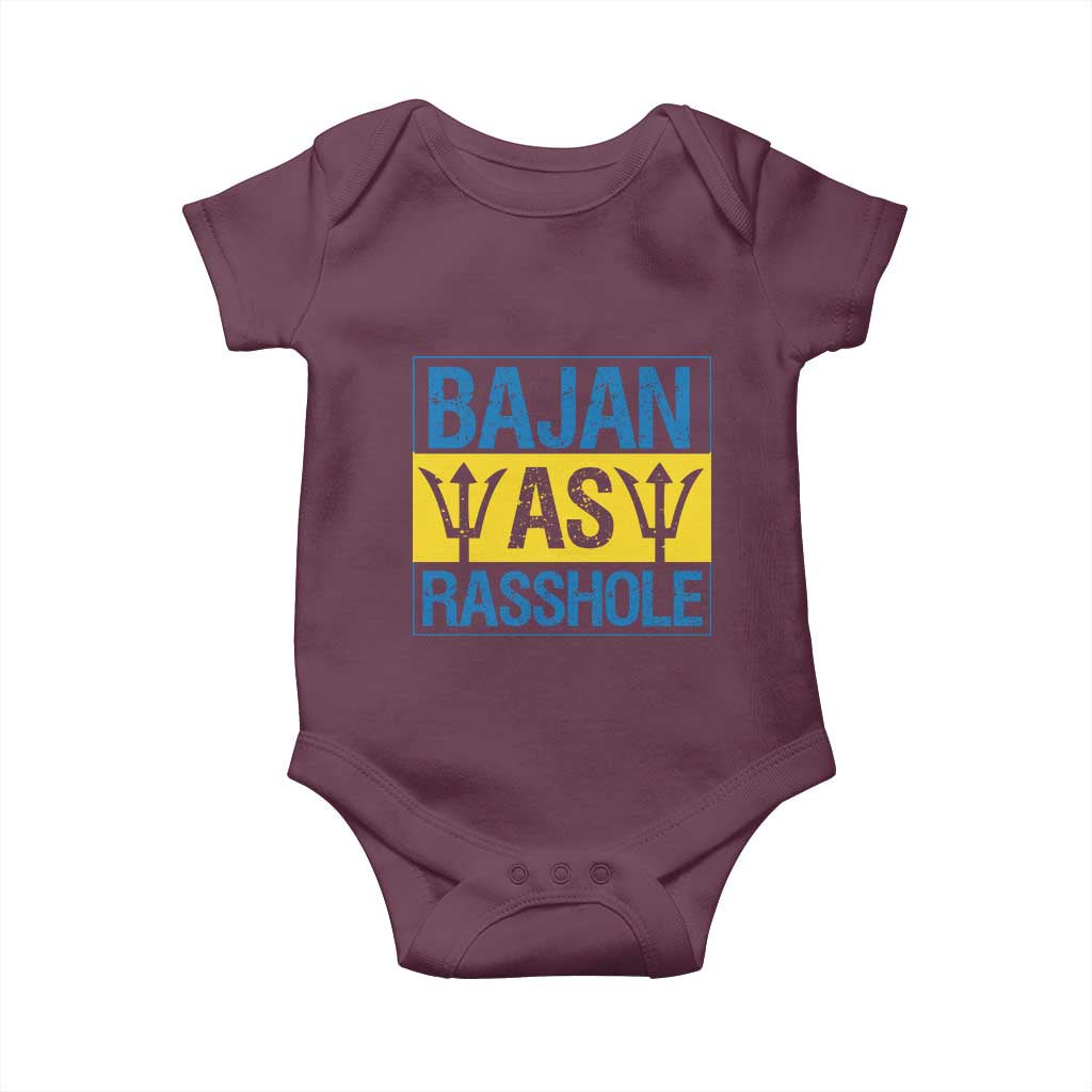 Funny Bajan As Rasshole Baby Onesie Barbados Flag With Barbados Tridents