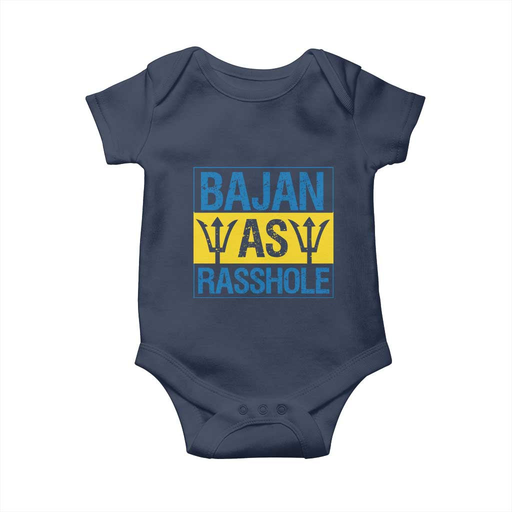 Funny Bajan As Rasshole Baby Onesie Barbados Flag With Barbados Tridents