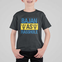Funny Bajan As Rasshole T Shirt For Kid Barbados Flag With Barbados Tridents