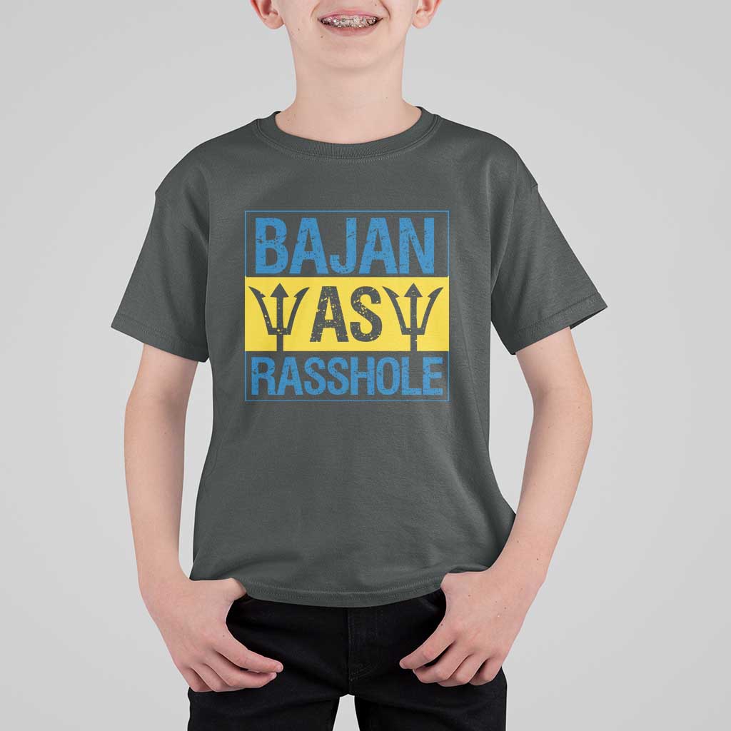 Funny Bajan As Rasshole T Shirt For Kid Barbados Flag With Barbados Tridents