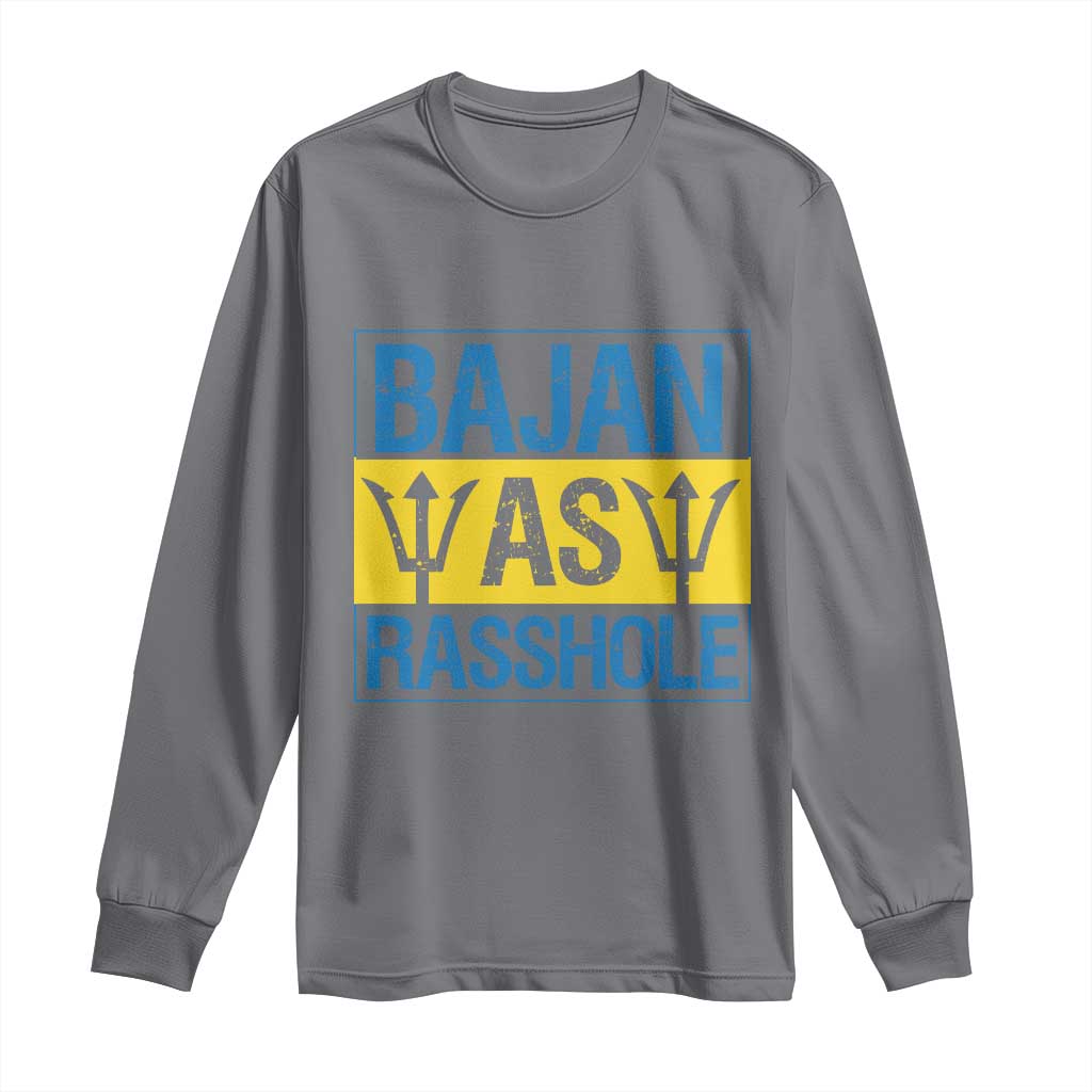 Funny Bajan As Rasshole Long Sleeve Shirt Barbados Flag With Barbados Tridents