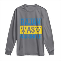 Funny Bajan As Rasshole Long Sleeve Shirt Barbados Flag With Barbados Tridents