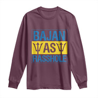 Funny Bajan As Rasshole Long Sleeve Shirt Barbados Flag With Barbados Tridents