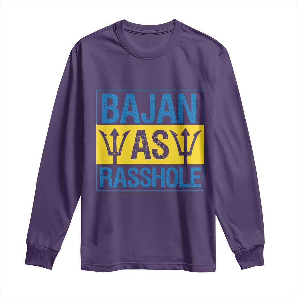 Funny Bajan As Rasshole Long Sleeve Shirt Barbados Flag With Barbados Tridents