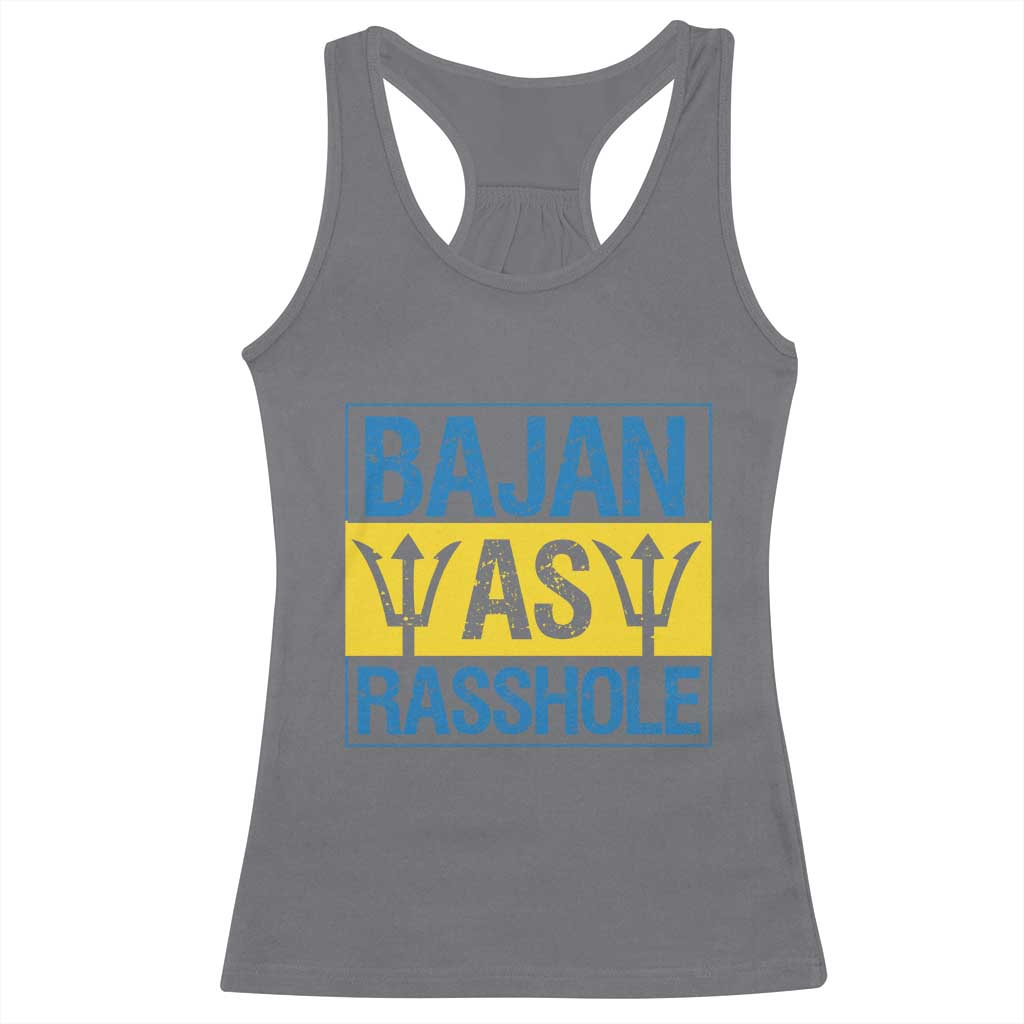 Funny Bajan As Rasshole Racerback Tank Top Barbados Flag With Barbados Tridents