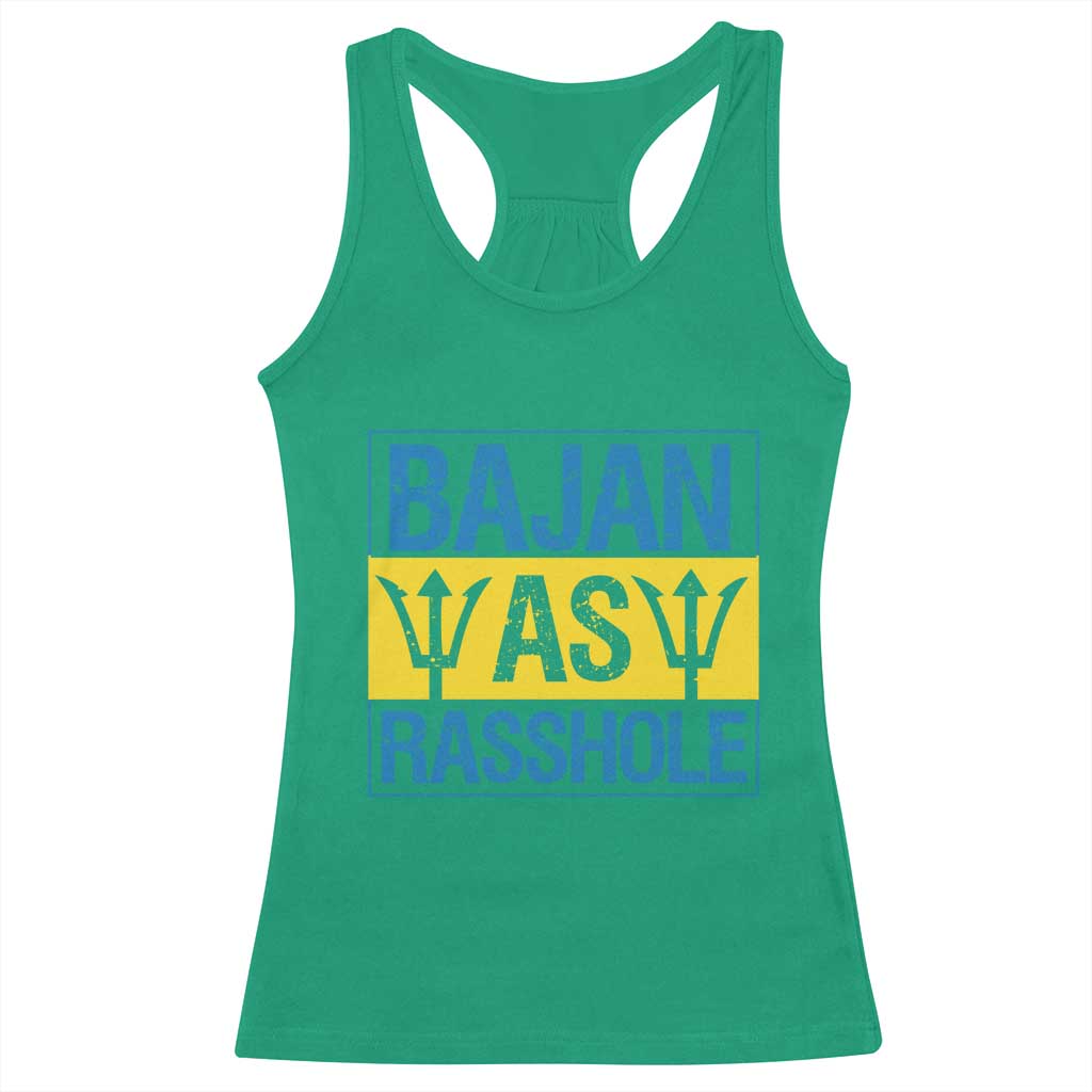 Funny Bajan As Rasshole Racerback Tank Top Barbados Flag With Barbados Tridents
