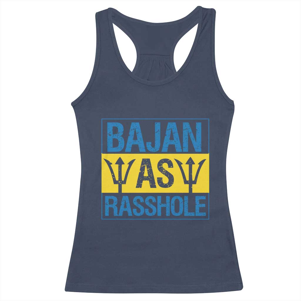 Funny Bajan As Rasshole Racerback Tank Top Barbados Flag With Barbados Tridents