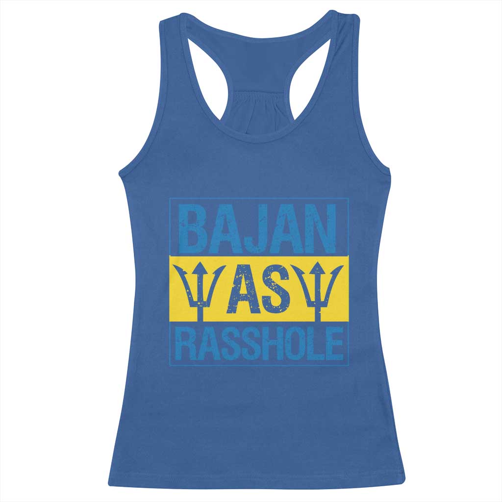 Funny Bajan As Rasshole Racerback Tank Top Barbados Flag With Barbados Tridents
