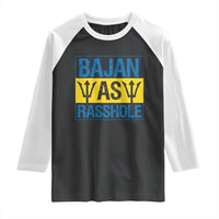 Funny Bajan As Rasshole Raglan Shirt Barbados Flag With Barbados Tridents
