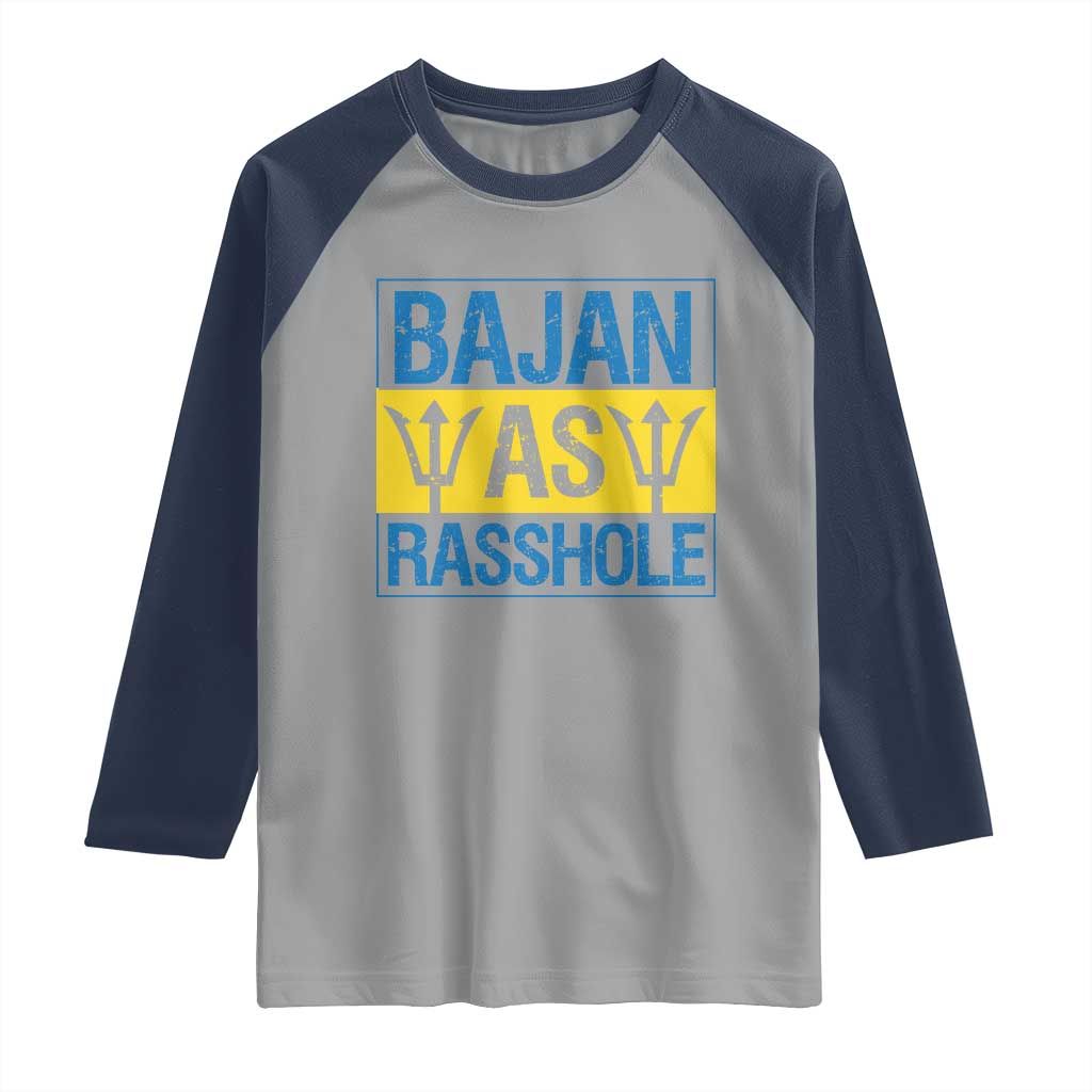 Funny Bajan As Rasshole Raglan Shirt Barbados Flag With Barbados Tridents