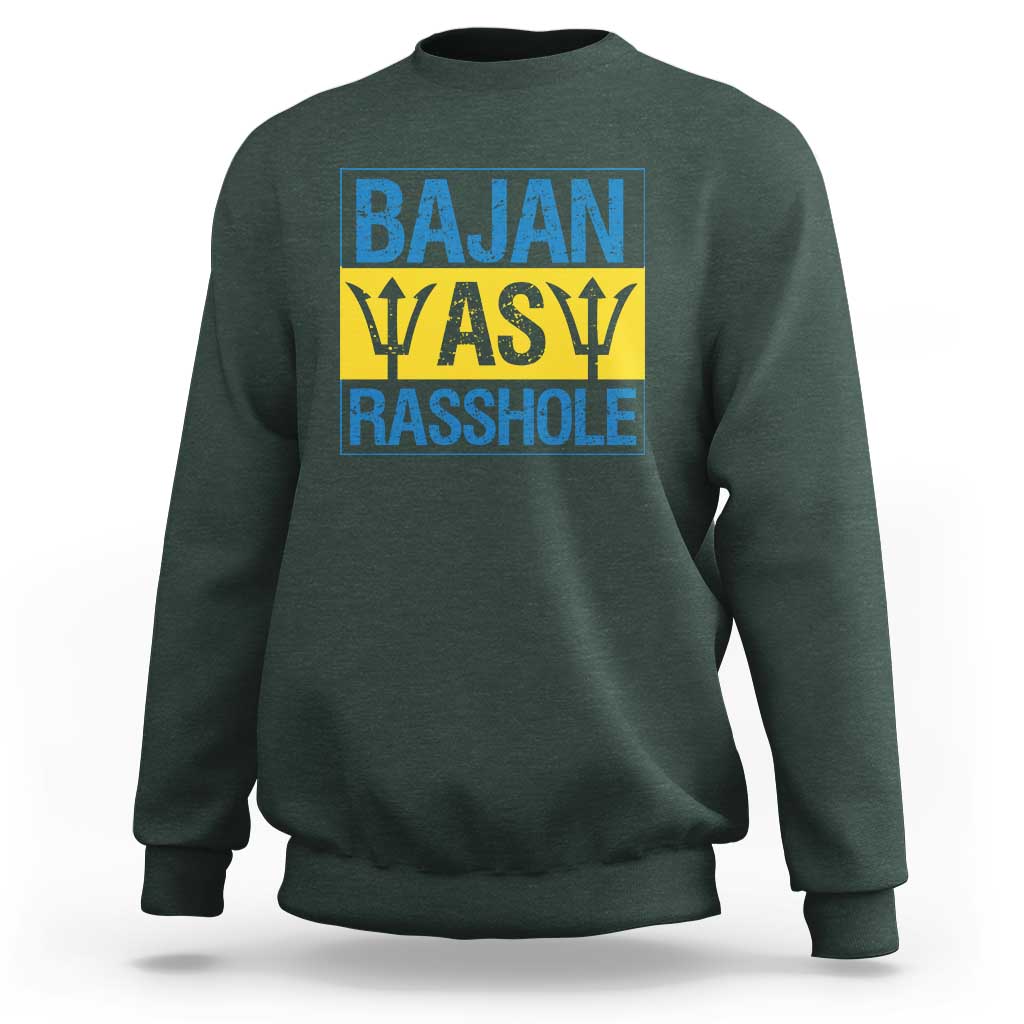 Funny Bajan As Rasshole Sweatshirt Barbados Flag With Barbados Tridents