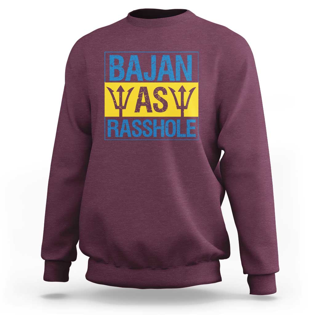 Funny Bajan As Rasshole Sweatshirt Barbados Flag With Barbados Tridents