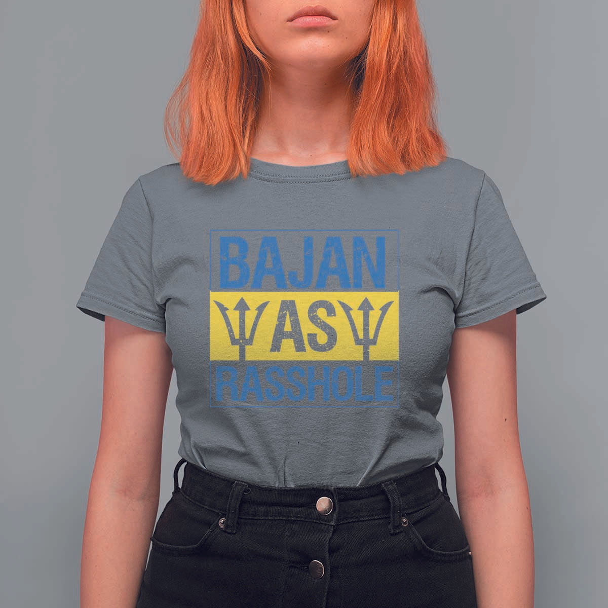 Funny Bajan As Rasshole T Shirt For Women Barbados Flag With Barbados Tridents