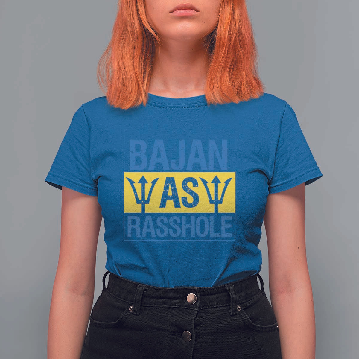 Funny Bajan As Rasshole T Shirt For Women Barbados Flag With Barbados Tridents
