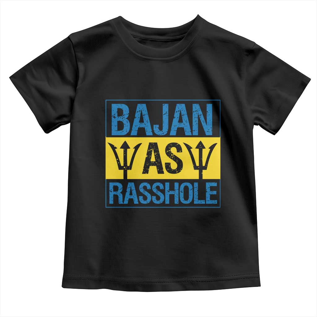 Funny Bajan As Rasshole Toddler T Shirt Barbados Flag With Barbados Tridents