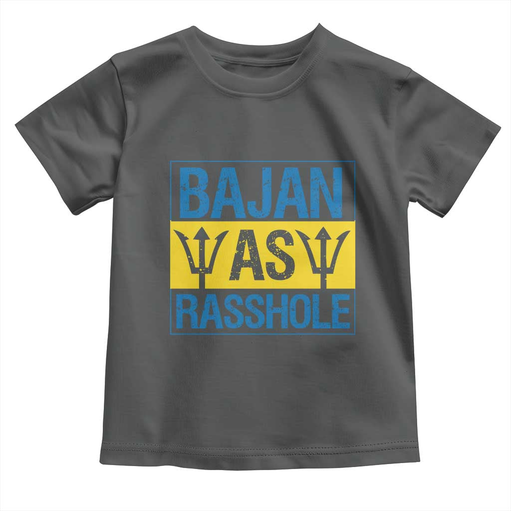 Funny Bajan As Rasshole Toddler T Shirt Barbados Flag With Barbados Tridents