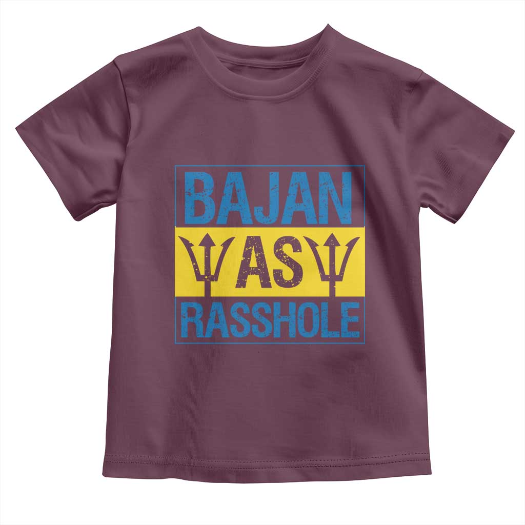 Funny Bajan As Rasshole Toddler T Shirt Barbados Flag With Barbados Tridents