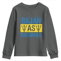 Funny Bajan As Rasshole Youth Sweatshirt Barbados Flag With Barbados Tridents