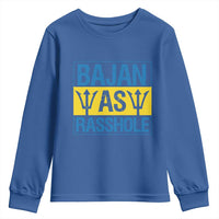 Funny Bajan As Rasshole Youth Sweatshirt Barbados Flag With Barbados Tridents