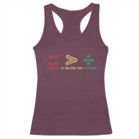 Juneteenth Equality Is Greater Than Division Racerback Tank Top Equal Rights Math Symbol