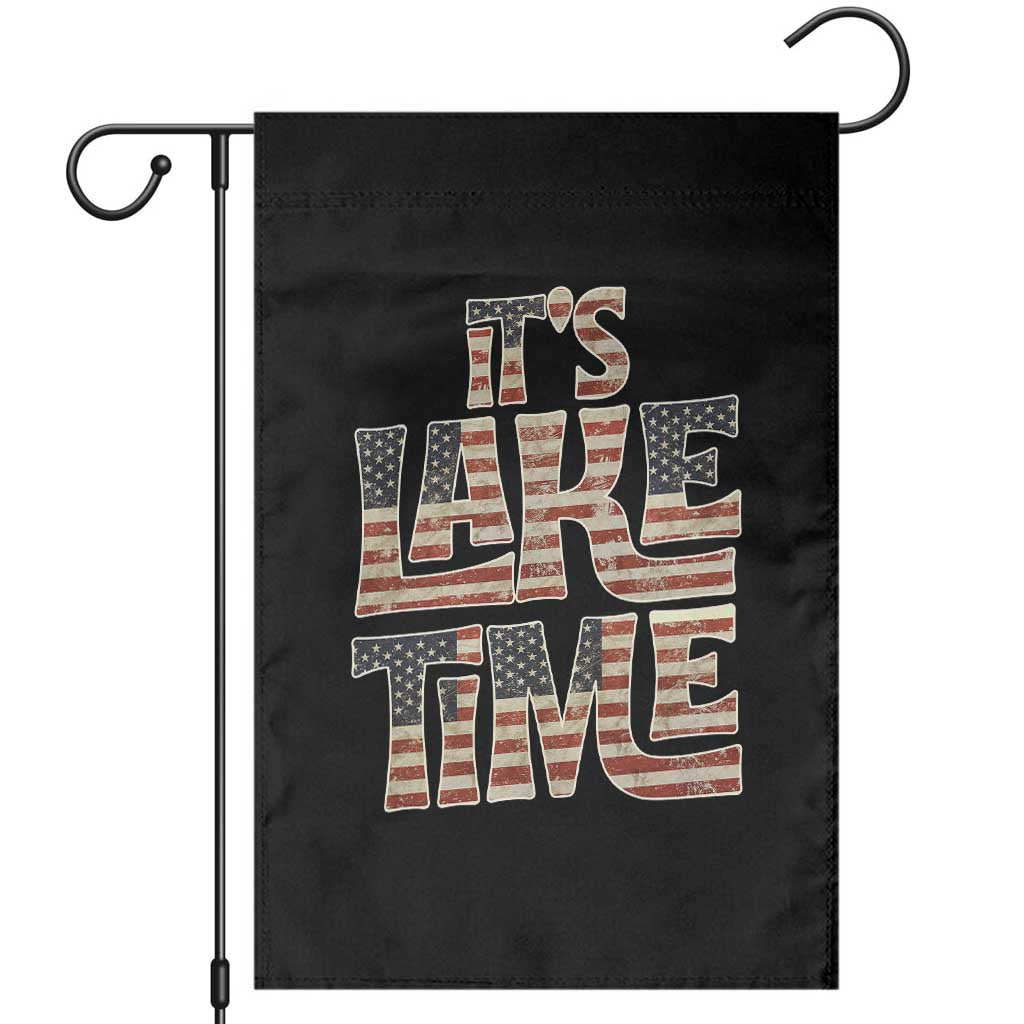 Funny It's Lake Time Garden Flag Patriotic Boater American Flag USA 4th of July - Wonder Print Shop
