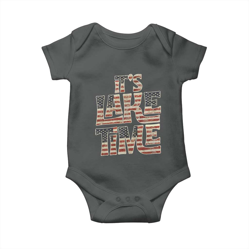 Funny It's Lake Time Baby Onesie Patriotic Boater American Flag USA 4th of July - Wonder Print Shop