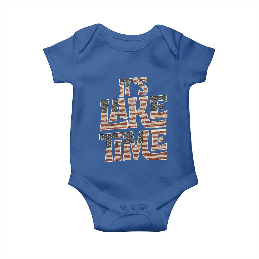 Funny It's Lake Time Baby Onesie Patriotic Boater American Flag USA 4th of July - Wonder Print Shop