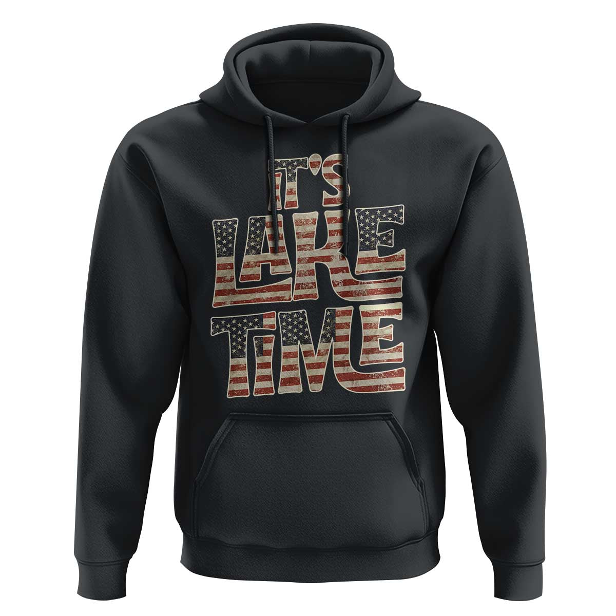 Funny It's Lake Time Hoodie Patriotic Boater American Flag USA 4th of July - Wonder Print Shop