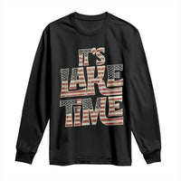 Funny It's Lake Time Long Sleeve Shirt Patriotic Boater American Flag USA 4th of July - Wonder Print Shop