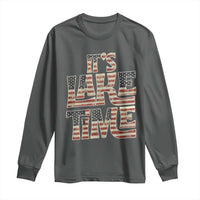 Funny It's Lake Time Long Sleeve Shirt Patriotic Boater American Flag USA 4th of July - Wonder Print Shop