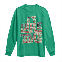 Funny It's Lake Time Long Sleeve Shirt Patriotic Boater American Flag USA 4th of July - Wonder Print Shop